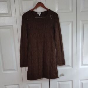 Crochet Mini Dress Lined 100 Cotton Chocolate Brown Size XS
